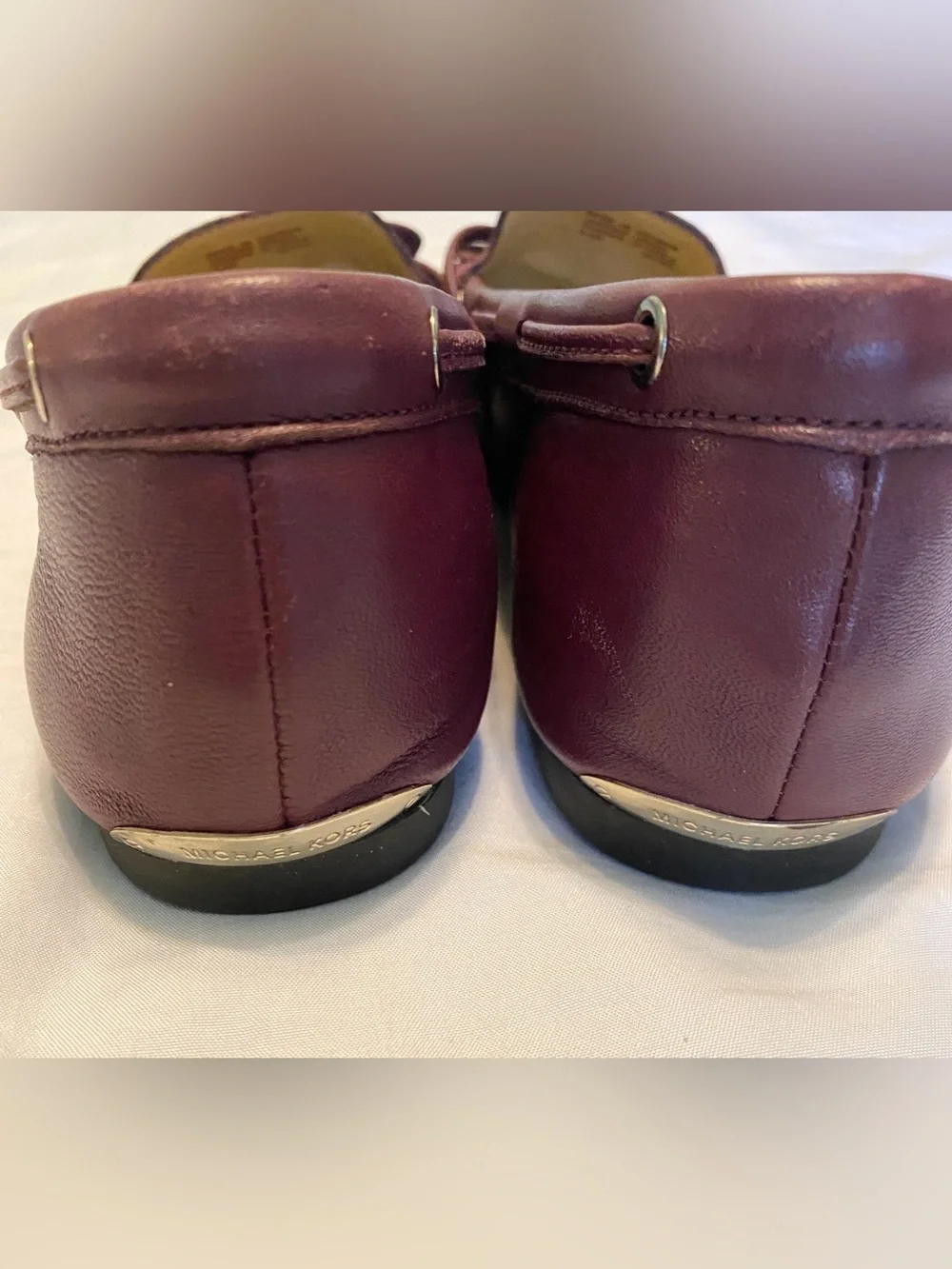 MK Michael Kors Sutton Leather Moccasin Loafer Maroon 8.5 EUC